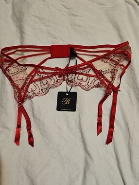 Adora By Honey Birdette Red Lace Garter Belt with Strappy Details Sz Xxl